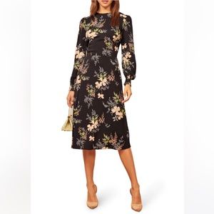 Reformation Black Floral Dress